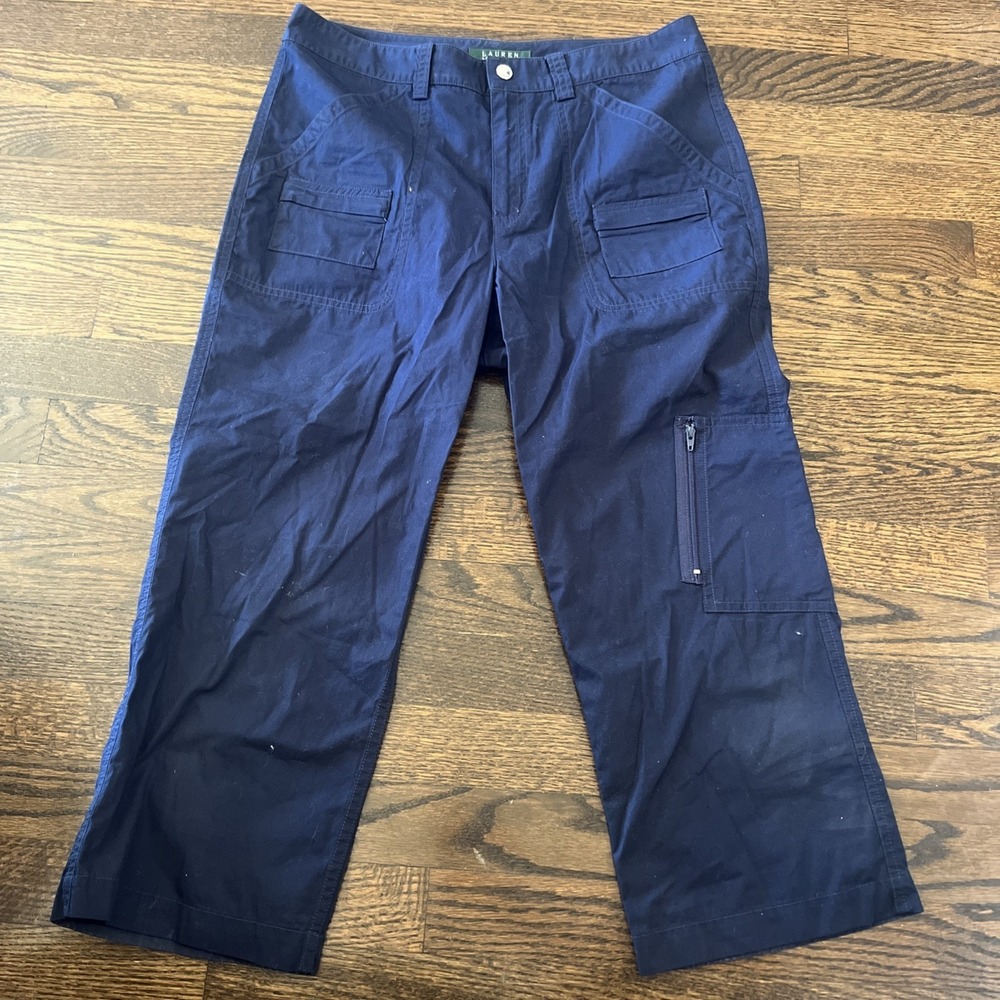 Lauren Ralph Lauren Cropped Navy Cargo Capri Size 4  Nautical Preppy Mature